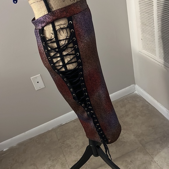 Fashion Nova Metallic  Colorful Skirt Set with Open Sides - Picture 6 of 7